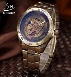 Men Bronze Metal Mechanical Automatic Skeleton Watch Men039s Antique Steampunk Self Winding Male Wrist Watches Clock reloj homb7579663