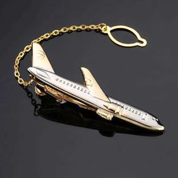 Cuff Links Mens Tie Clip Newly Arrived Gold Plated Aircraft Shape Pilot High Quality Aircraft Cufflinks and Pins Wedding Gift Q240517