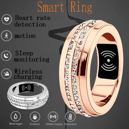 Shiny Design Style Sleep Monitor Heart Rate Smart Ring Women Men Lover Waterproof Blood Oxygen FItness Tracker Smartring 240507