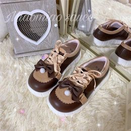 Casual Shoes Cute Flat Bottom Student Round Toe Girl Lace-up Fashion 2024 Platform Sneakers Sweet Girs Comfrotable