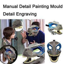 Horror Dinosaur Headgear Dragon Lifelike Dinosaur Mask Halloween Party Masquerade Cosplay Open Mouth Latex Scared Mask Gifts 240517