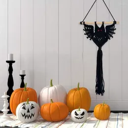 Tapestries Halloween Party Decorations Woven Wall Art Handmade Bat Tapestry Spooky Macrame Decor For Bedroom