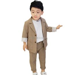 Suits Children Blazer+Pants 2Pcs Clothing Set Boys Girls Formal Wedding Party Suit School Kids Performance Blazer Dress Garcon Costume Y240516