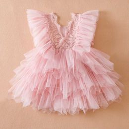 Girl's Dresses Ruffles Lace Summer Dress for Girls 1-5 Yrs Backless Cute Toddler Kids Birthday Princess Dress Baby Girl Holiday Casual Vestidos W447