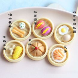 6PCS Miniature Dollhouse Bread Egg Mini Chinese Dim Sum Fritters Pretend Food for 1/6 Blyth BJD Doll Kitchen Decor Accessories