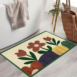 Carpets 1Pc Cute Floral Pattern Door Mat Anti-slip Floor Mats Washable Kitchen Bath Rug Soft Carpet For Living Room Bedroom Home Decor