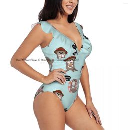 Women's Swimwear Ruffle Women Sexy One Pieces Swimsuit Female Cute Otter In Summer Holidays Monokini Bathing Suit Beachwear