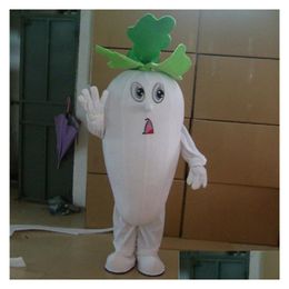 Mascot Stage Performance White Radish Costume Halloween Fancy Party Dress Club Cartoon Character Suit Carnival Unisex Adts Outfit Ev Dh3Q6