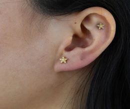 Real 925 Sterling Silver Star Stud Earring with White Fire Opal 5A CZ Pave Delicate Cute Mini Star Stud Earring for Wedding Gift4378252