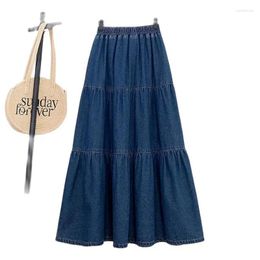 Skirts High Waisted Denim Skirt A-line Half Body Cake Fluffy Umbrella Women's Loose Long 2024 Spring Summer