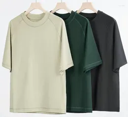 Men's Suits Pure Cotton Raglan Short Sleeved T-shirt For Men In Summer