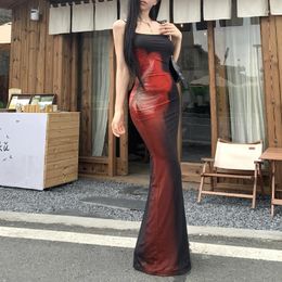 Casual Dresses Vintage Floral Printed Elegant Sling Dress Women 2024 Summer Japanese Off-shoulder Sexy Slim Mid-length