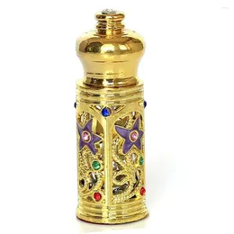 Storage Bottles 3ml Vintage Metal Perfume Bottle Arab Style Essential Oils Dropper Container Middle East Weeding Decoration Gift