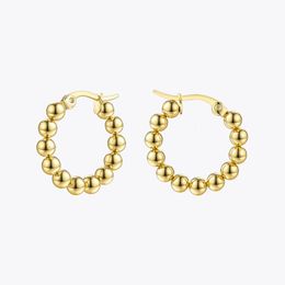 ENFASHION Small Metal Ball Hoop Earrings For Women Gold Color Stainless Steel Big Circle Loop Earings Fashion Jewelry Gifts 1060 240430