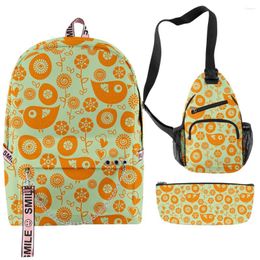 Backpack Hip Hop Funny Easter 3D Print 3pcs/Set School Bags Multifunction Travel Chest Bag Pencil Case