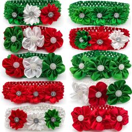 Dog Apparel 30/50pcs Christmas Dogs Pet Accessories Small Middle Large Bowtie With Elastic Band Flowers Collar For Holiday Bows