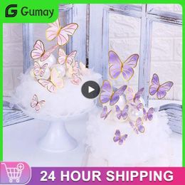 Party Supplies Girl's Back Butterfly Happy Birthday Cake Toppers Wedding Topper Dessert Decoration Baby Shower Gift