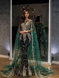 Dresses Emerald Green Long Sleeve Ball Gown with Detachable Skirt Luxury Sparkling Lace Evening Dress for Prom