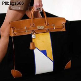 50cm Tote Bags Hac Designer Bag Handmade High End 50 Platinum Full Leather Canvas Unisex Handbag Large Capacity Cowhide Mens Travel