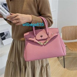 Genuine Leather Handbag Bk New Style High Quality Fashion Litchi Pattern Bag Bags Handheld One Shoulder Oblique Cross Tidal Womens Bag have logo HB1G