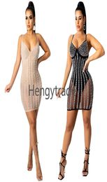 Sexy Club Party Bodycon Dresses Womens Straps Short Bustier Sparkle Sheer Mesh Slim Knee Length Dress for Cocktail Homecoming Date5452122