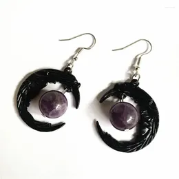 Dangle Earrings Gothic Black Face Moon For Women Vintage Mystery Amethyst Personalised Pendant Party Jewellery Accessories