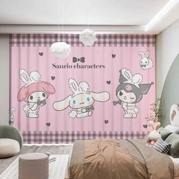 Window Treatments# Curtains Anime My Melody Black Beauty Cinnamoroll Kawaii Cartoon Bedroom Curtains Blackout 3D Printed Curtains Children Y240517