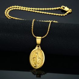 Religious Jewellery Virgin Mary Necklaces Pendants 2023 Christian 14K Gold Chains For Women Fashion Accessories Madonna