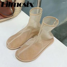 Casual Shoes 2024 Breathable Mesh Slip-On Sandals Women Round Toe Flat Heels Retro Mary Jane Ankle Boots