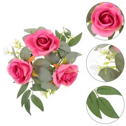 Candle Holders Candlestick Garland Ring Artificial Rose Wedding Decorations For Ceremony Table Centerpiece Sticks Holder