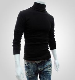 Men Bottoming Tops Fall Slim Sweaters Warm Autumn Turtleneck Sweaters Black Pullovers Clothing For Man Cotton Knitted Sweater Male9061739