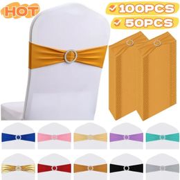 Party Stretch Chair Sashes Bands with Buckles Bows for Wedding Banquet Birthday Decoration Ceremony Event Reception 240513