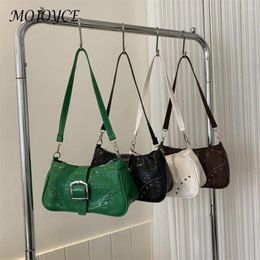 Shoulder Bags Women Top-handle Bag Rivets PU Leather Y2K Punk Fashon Summer Simple Casual Alligator Pattern Trends Handbags