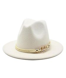 Black white Wide Brim Simple Top Hat Panama Solid Felt Fedoras Hat for Men Women artificial wool Blend Jazz Cap214L9334028