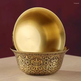 Decorative Figurines Mini Gold Brass Buddhist Bowl Auspicious Tibetan Tribute 25ml Engraving Holy Water Cup Meditation Home's Gift