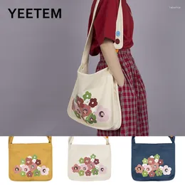 Bag Cute Flowers Casual Japanese Canvas Female Simple Shoulder Large Capacity Messenger Student School Women