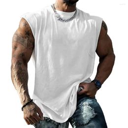 Men's Tank Tops For Men Undershirt Vest Bodybuilding Crew Neck Fitness Loose Muscle Sleeveless Solid Comfy Fashion