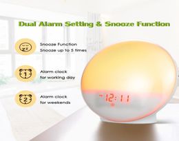 Alarm Clock Wake Up Light Led Snooze Nature Night Lamp Digital Clock Sunrise Colorful Light With Nature Sounds Fm Radios18779840