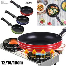 Pans 12/14/16cm Mini Frying Pan Non-Stick Thickened Stainless Steel Frypan Pot Stir Fried Non Stick Kitchen Cookware Random Color