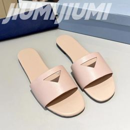 Slippers Summer Est Fashion Top Quality Genuine Leather Hollow Flat Heels Solid Concise Outdoor Flip-Flops Zapatos De Mujer