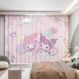 Window Treatments# Curtains Kuromi Melody Purple Love Bow Girls Boys Teenager Adult Bedroom Room Decoration Childrens Room Birthday Gift New Style Y240517