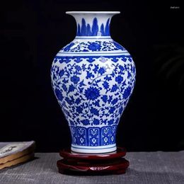 Vases Blue And White Porcelain Vase Decoration Living Room Flower Arrangement Antique Decorative Crafts Jingdezhen Ceramics