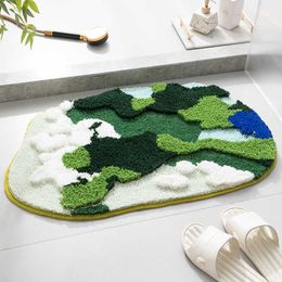 Carpets Light luxury moss plush carpet tufted bathroom anti slip and water absorbent floor mat soft ultra-fine Fibre door H240517