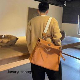 50cm Tote Bag Large Handbags Travel with Capacity of 50 Bags Business Luggage for Men and Women Unisex Cowhide Short Distance Portable Rj