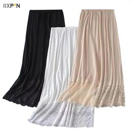 Women's Sleepwear Ladies Underskirt Underwear Anti-static 72cm Petticoat Solid Half Slip Skirt Lace Trim Long Dress Accessory