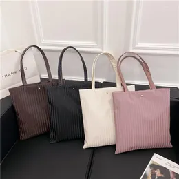 Shoulder Bags Women Bag PU Handbags For Female Large Capacity Tote Bas Solid Colour Striped Travel Fashion Ladies Shopper