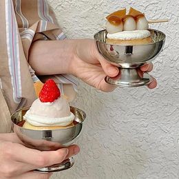 Bowls Ice Cream Cup Stainless Steel Pudding Dessert Bowl Multi-purpose Fruit Sundae Round Cups Wedding Party Bar Metal Tableware