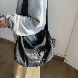 Evening Bags Large Capacity Messenger Bag Women 2024 Lazy Wind Canvas Leisure Japanese Embroidery Denim Shoulder