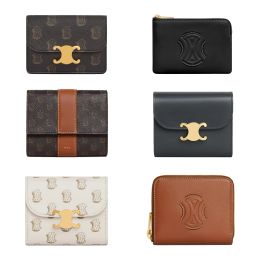 Holders Luxury Designer TRIOMPHES Card Holder purses Womens mens Leather id CardHolder Coin Purses zipper Key Wallets bag passport holders