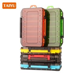 TAIYU Fishing Tackle box 14 Compartments Accessories Lure Hook Storage Case Double Sided Tool organizer boxes 240510